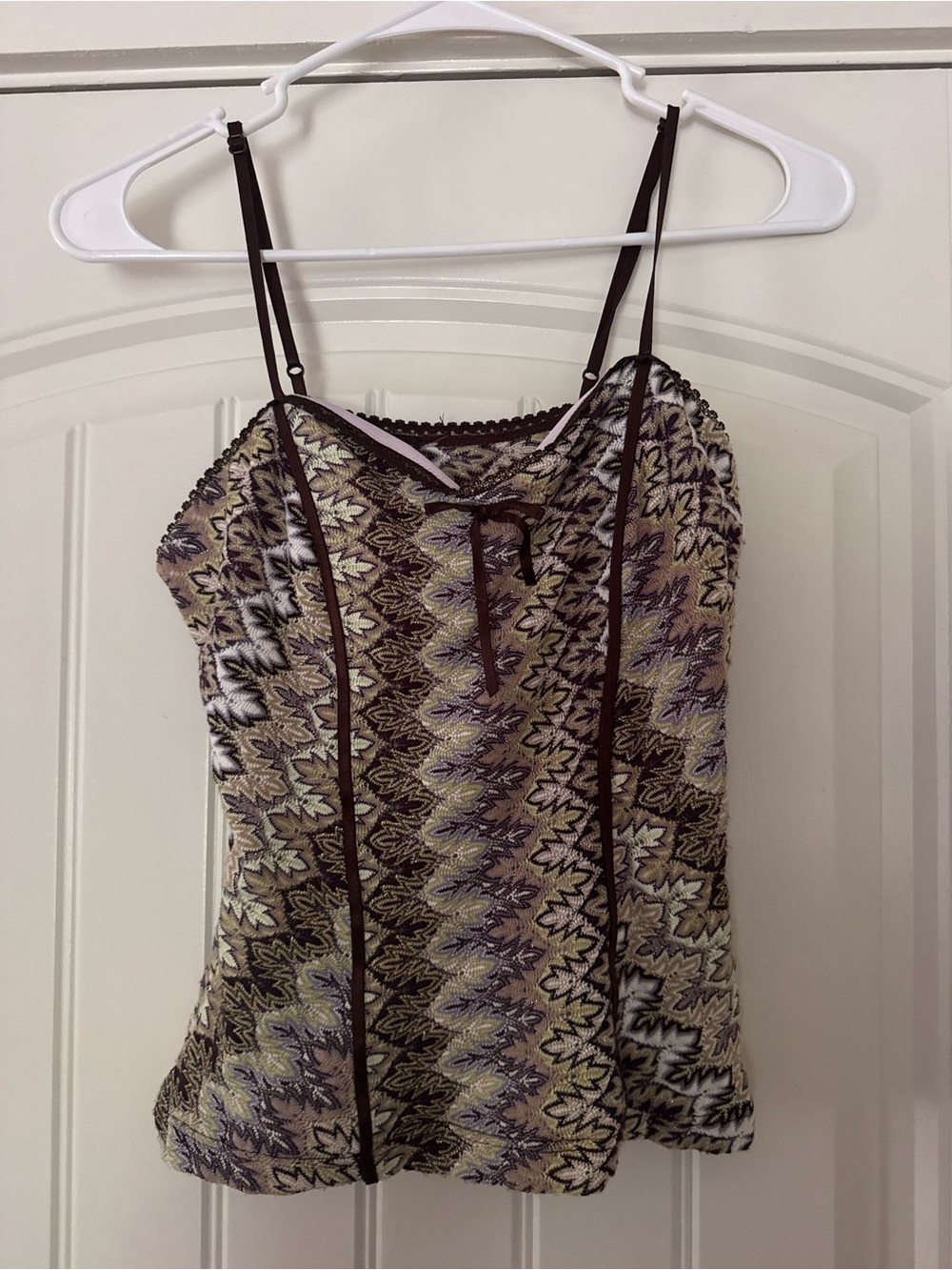 Y2K Patterned Camisole Tank Top with purple lining and padding